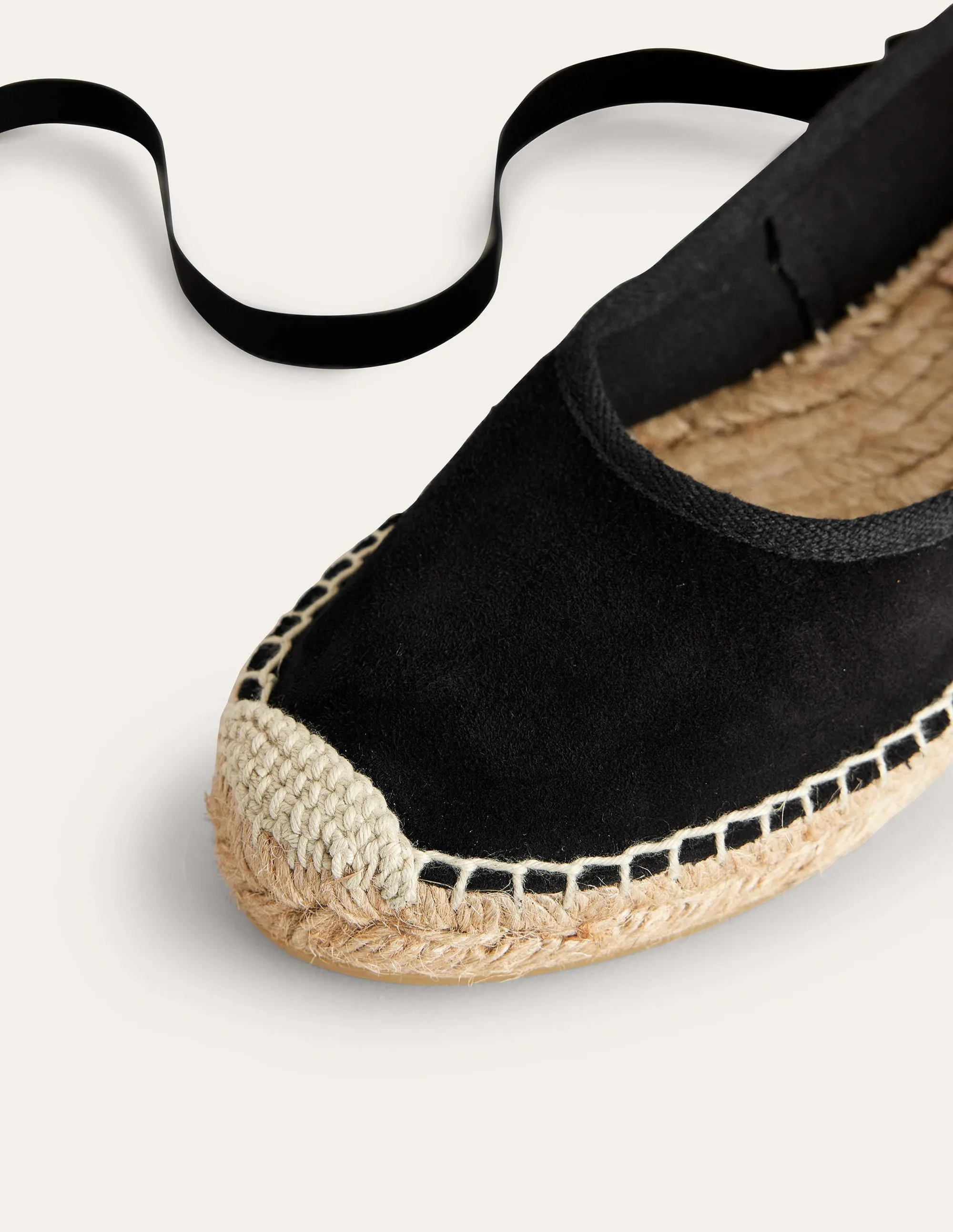 Ankle Tie Espadrilles-Black Suede