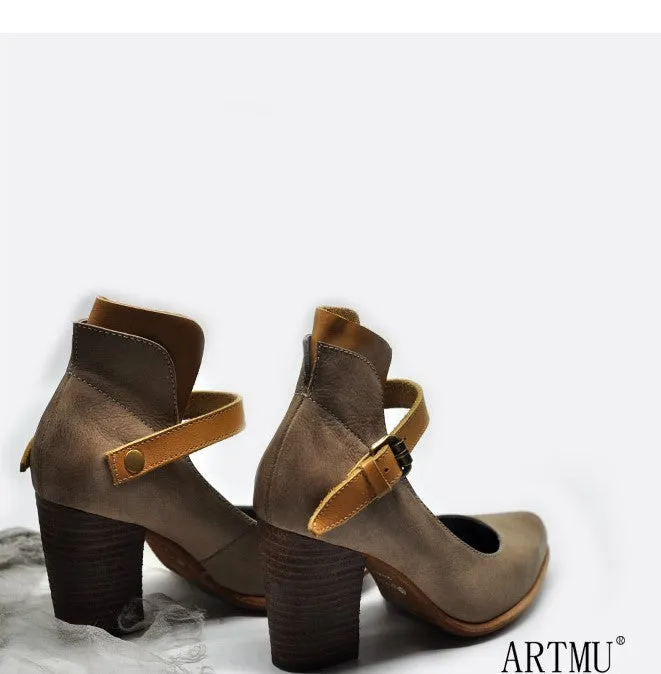 ARTMU BLOCK HEELED SHOES WITH ANKLE STRAP