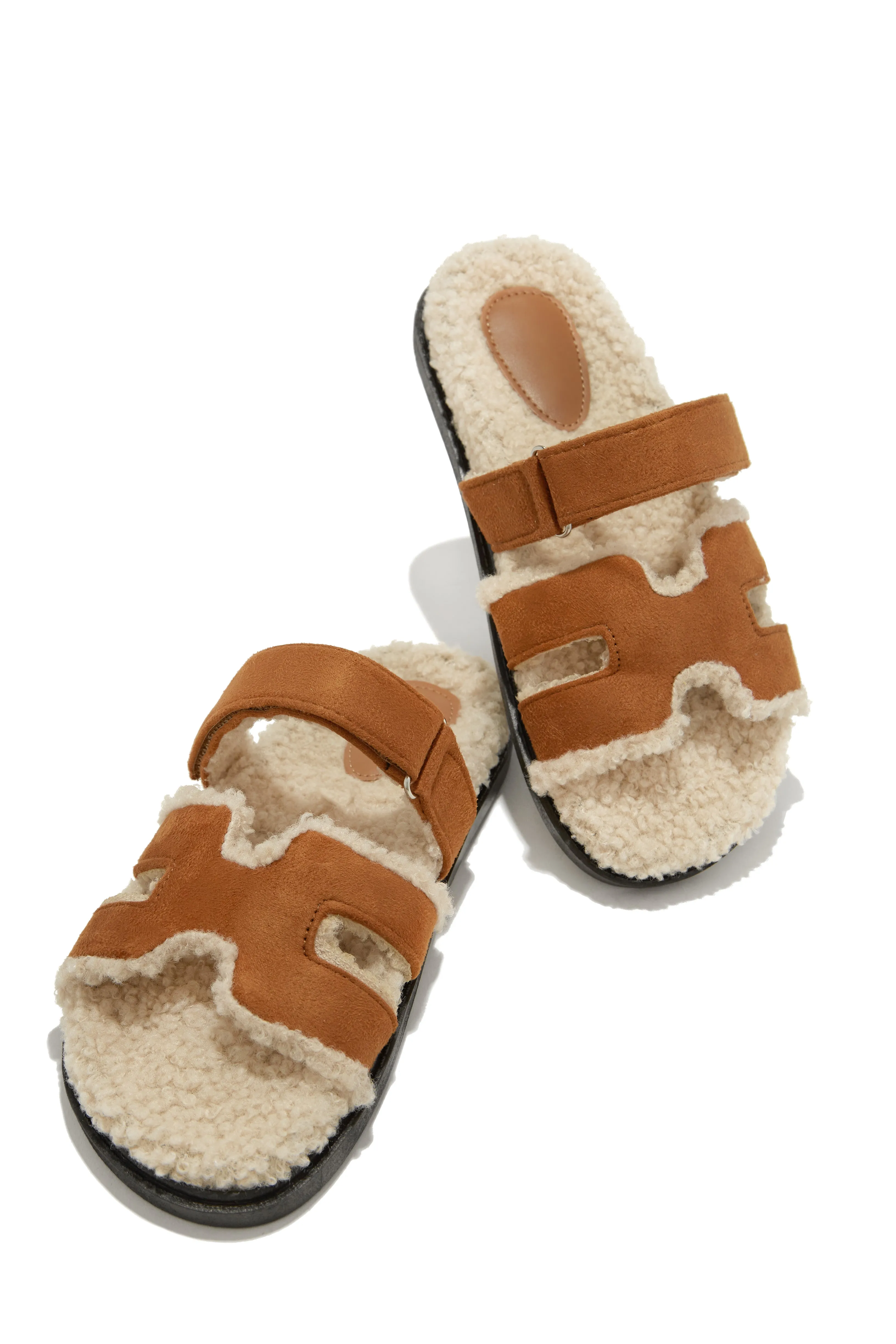 Bailey Faux Sherpa Slip On Sandals - White