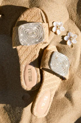 Beach Cocktail Embellished Slip On Sandals - Natural