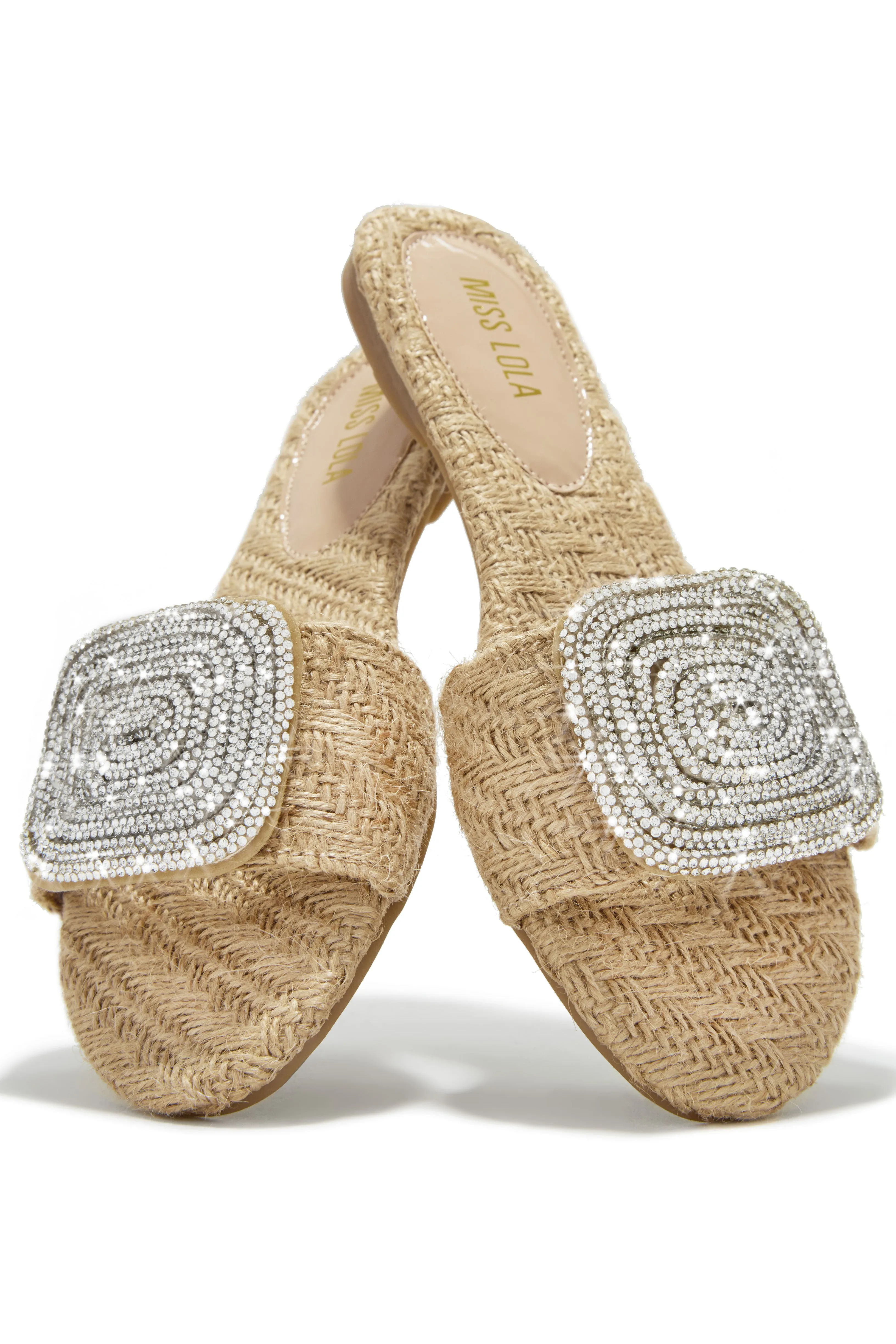 Beach Cocktail Embellished Slip On Sandals - Natural