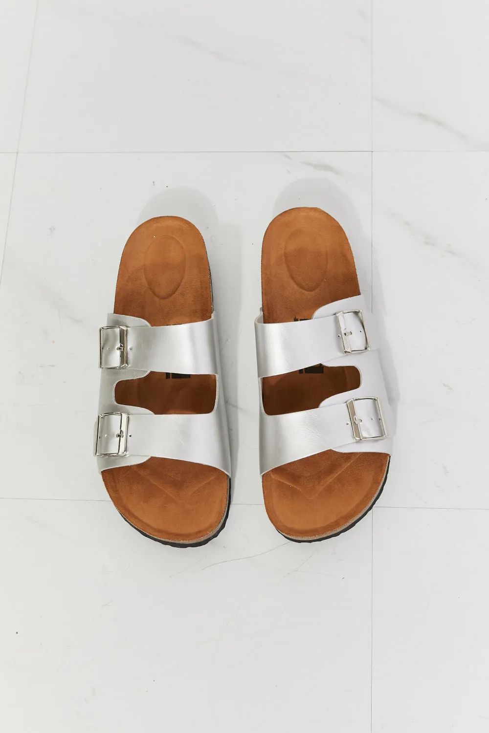 Best Double-Banded Slide Sandal in Silver