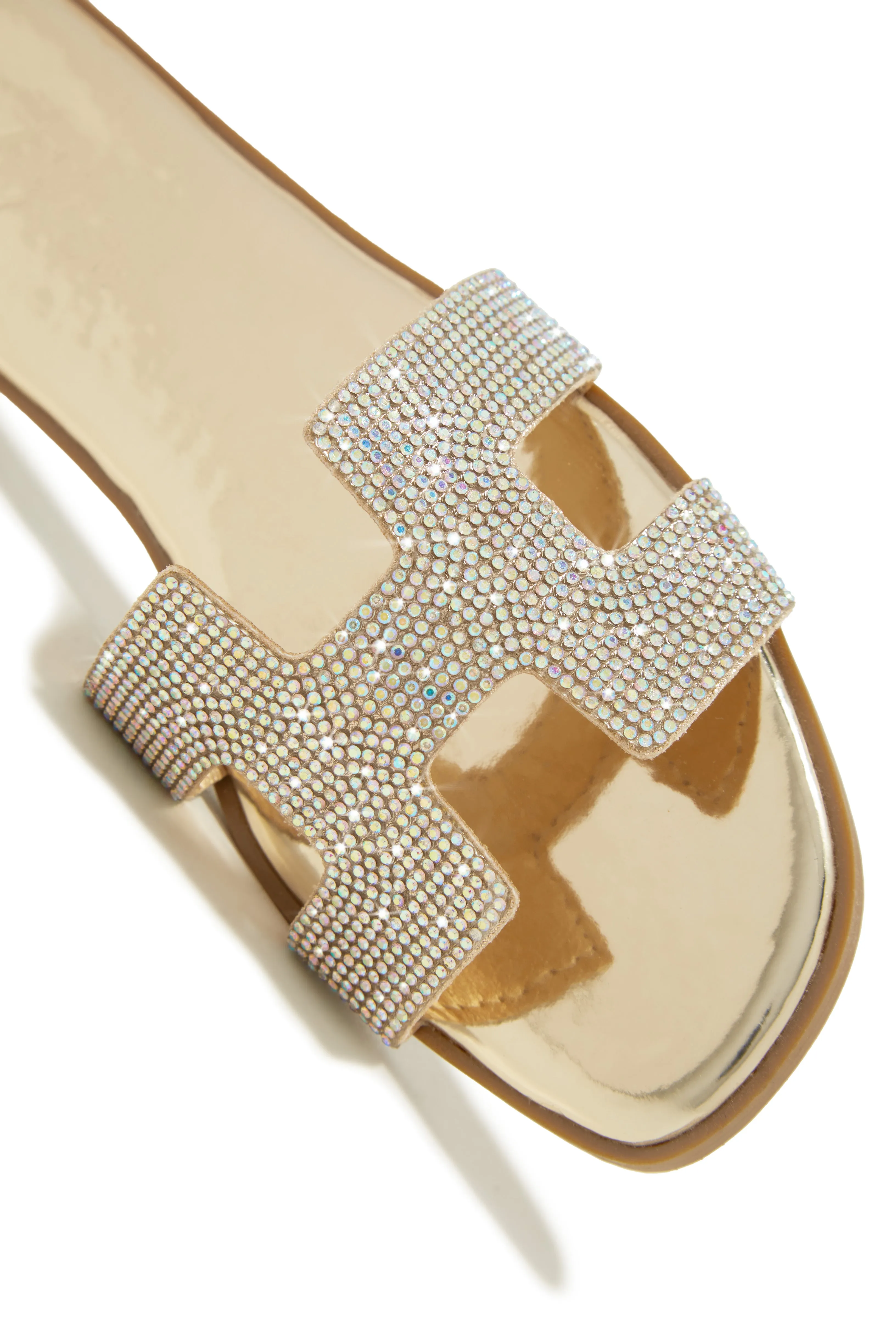 Bianka Embellished Slip On Sandals - Embellished Gold