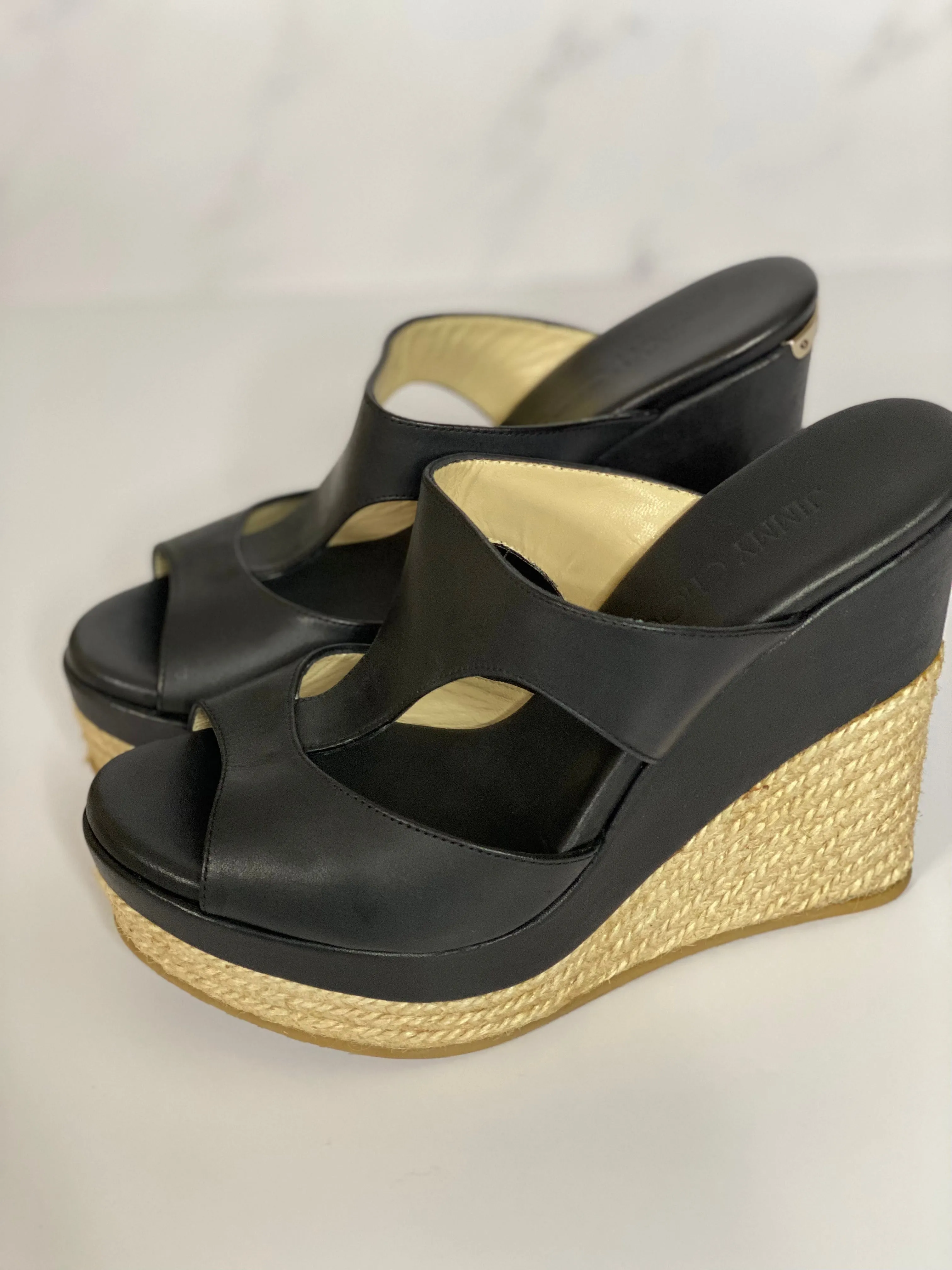 Black Woven Wedges