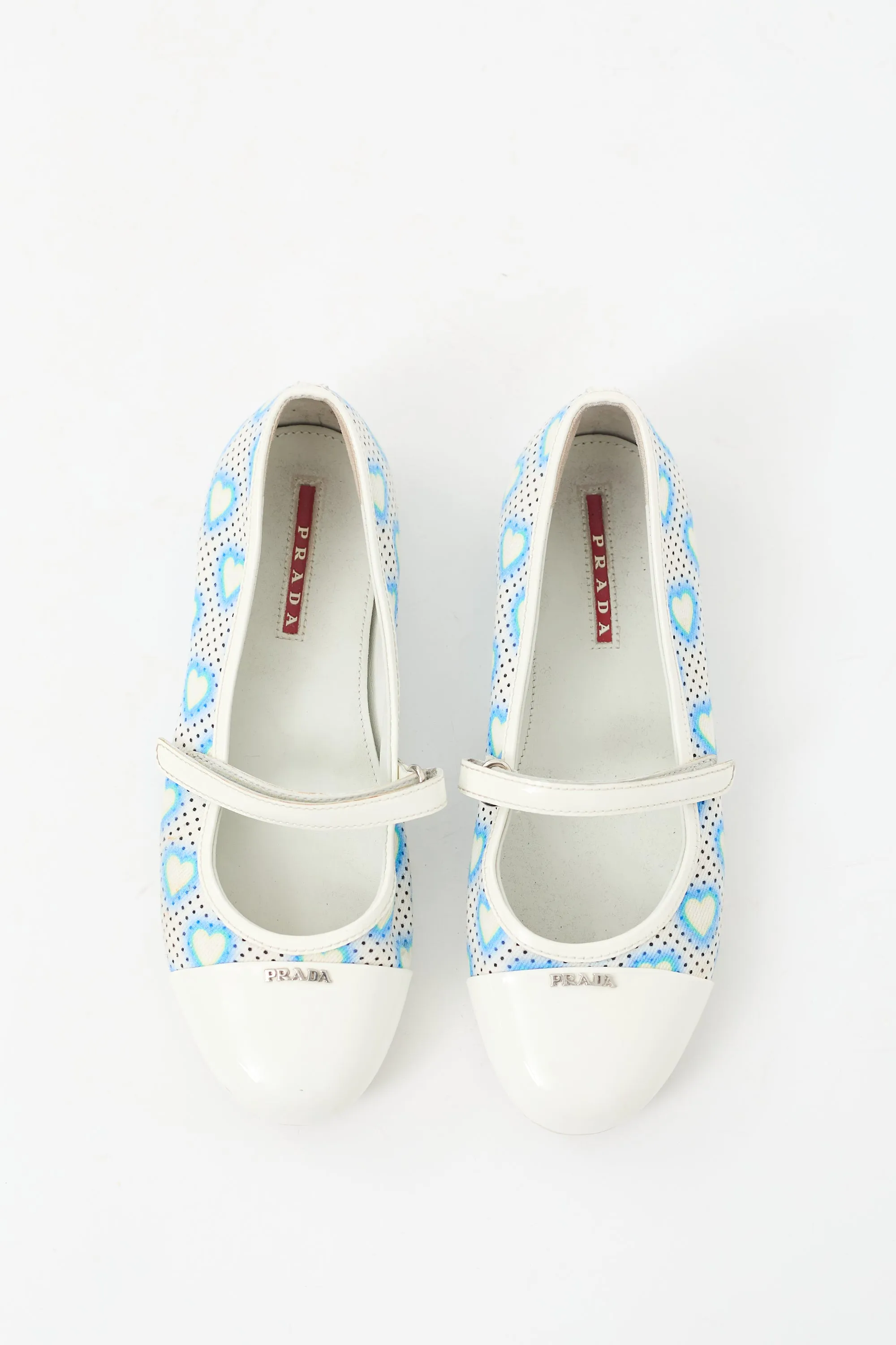 Blue & White Canvas Heart Mary Jane Flat