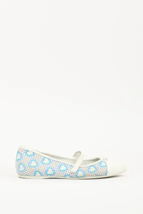 Blue & White Canvas Heart Mary Jane Flat