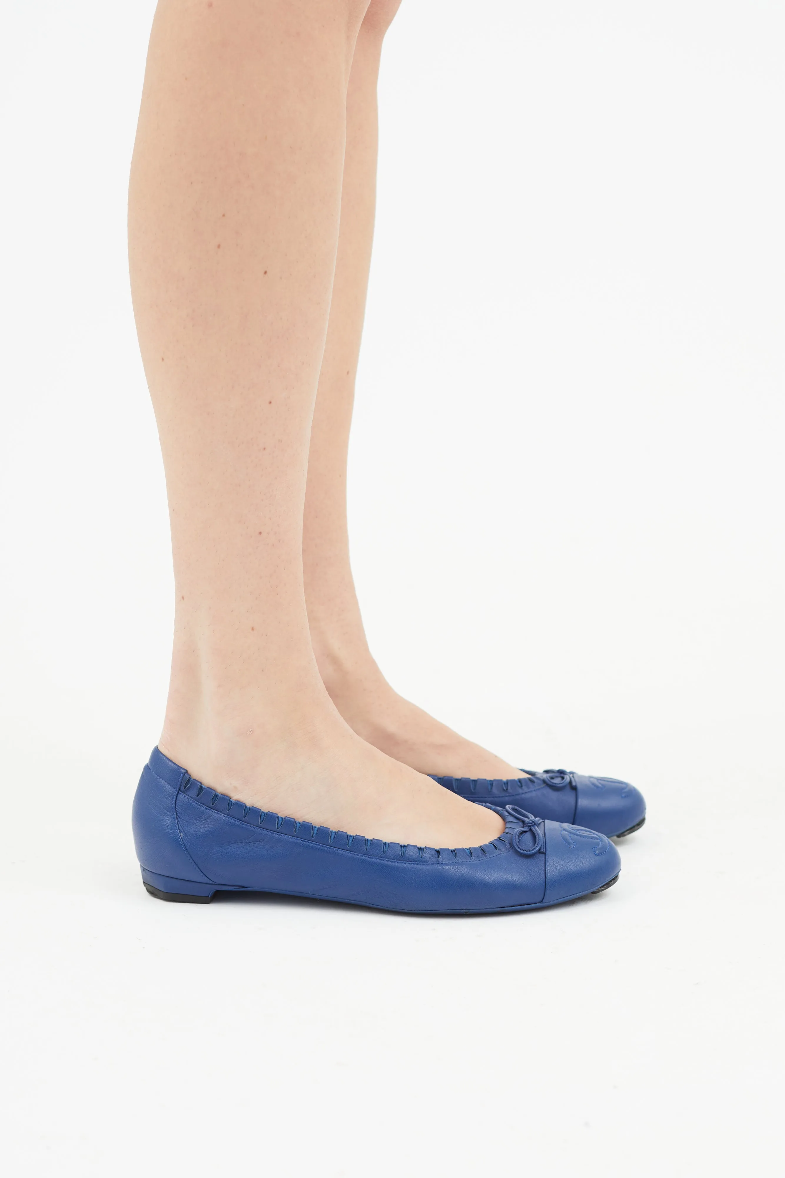 Blue Leather CC Ballet Flat