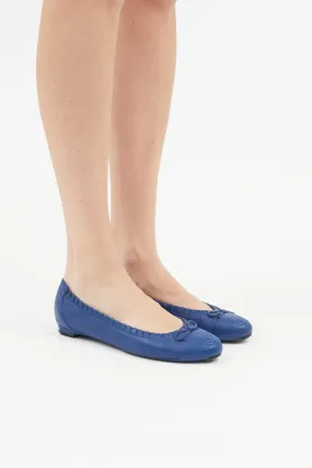 Blue Leather CC Ballet Flat