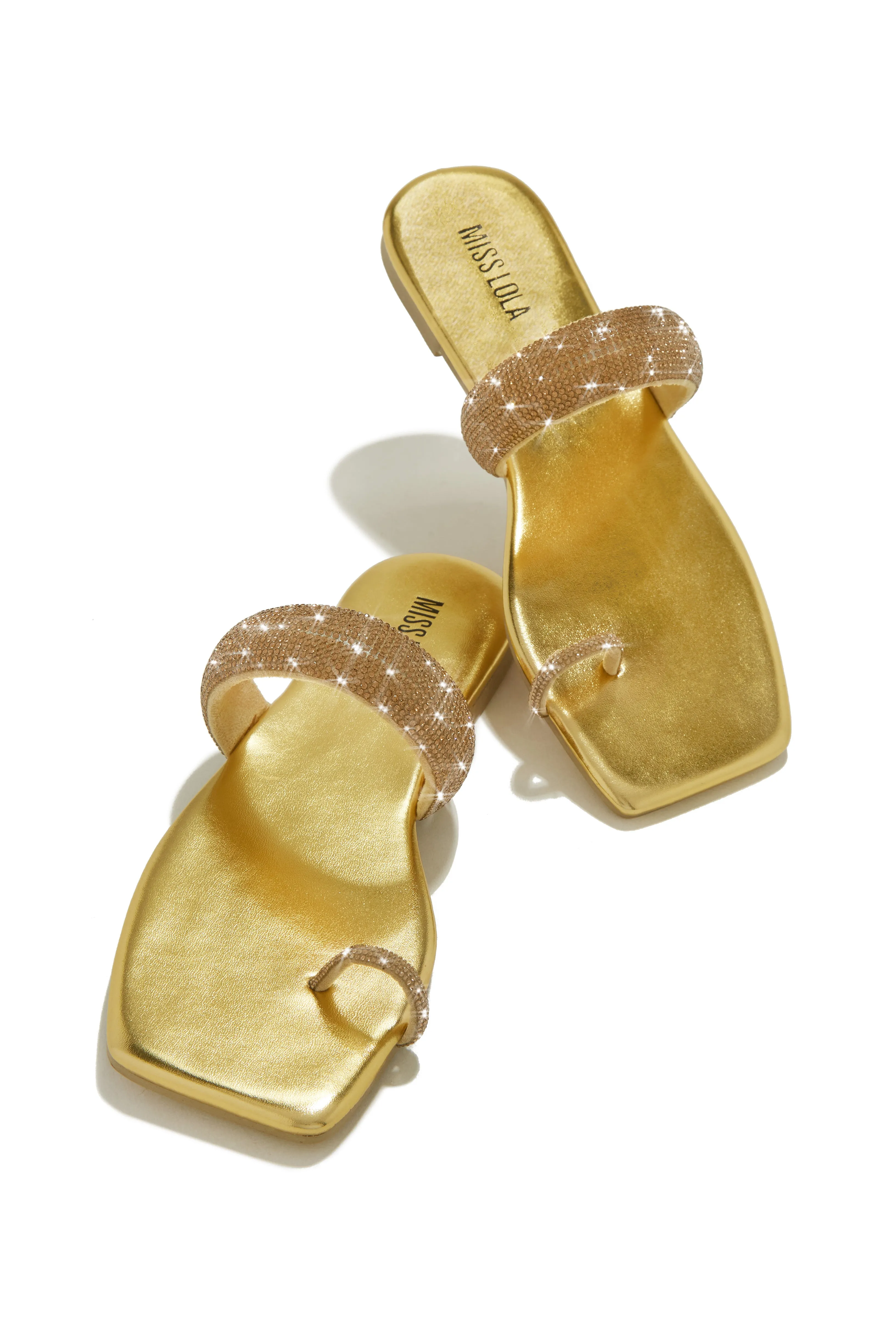 Cabana Beach Embellished Slip On Sandals - Gold