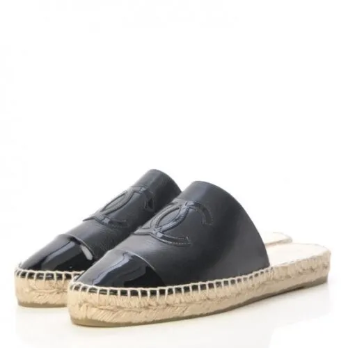 CHANEL CC CAP TOE ESPADRILLES MULES