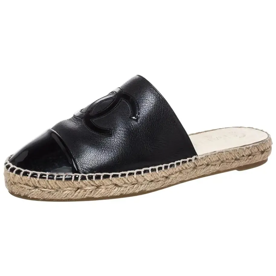 CHANEL CC CAP TOE ESPADRILLES MULES