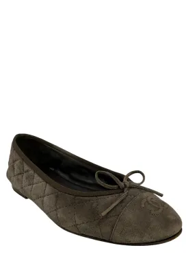 Chanel CC Cap Toe Suede Ballet Flats Size 8