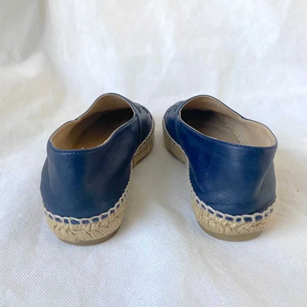 Chanel dark blue leather espadrilles, 38