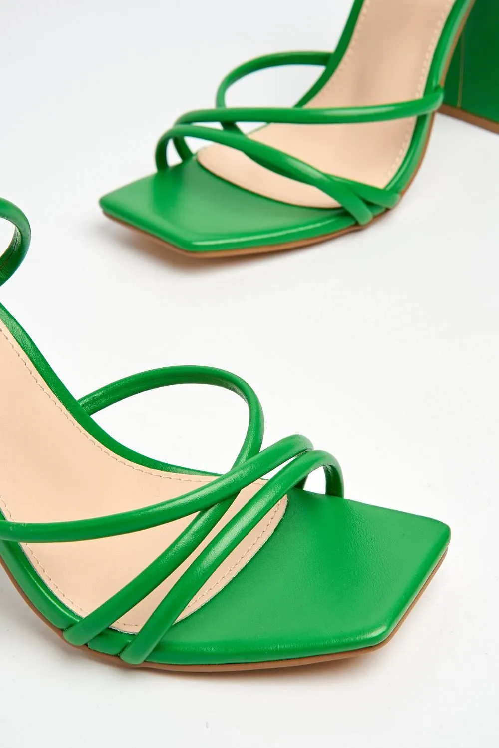 Chania Thick Strappy Block Heel Sandal in Green