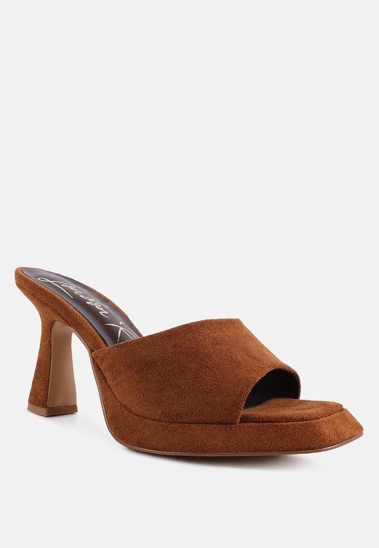 Copyme Micro Suede Slip On Spool Heel Sandals