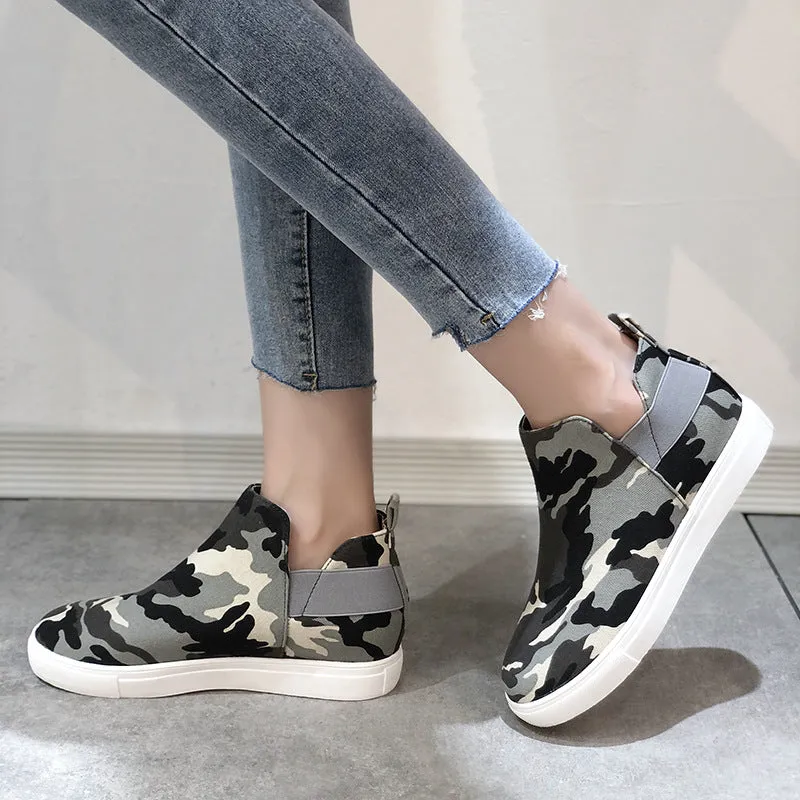 elveswallet Print Suede Casual Round Toe Flats