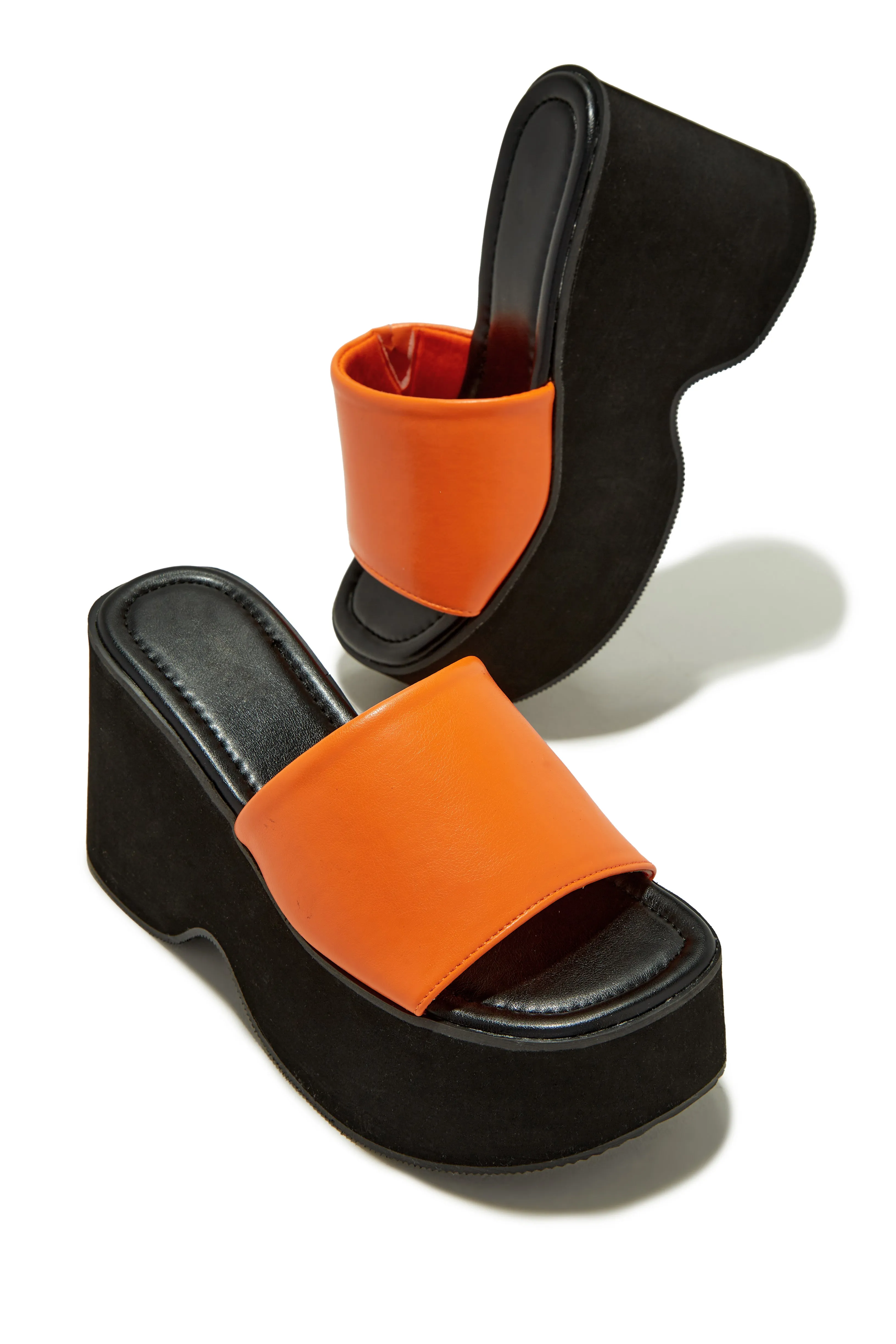 Francia Platform Slip On Sandals - Orange