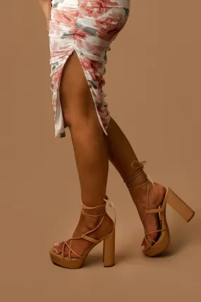 Gia Strappy Lace Up Heels (Nude)