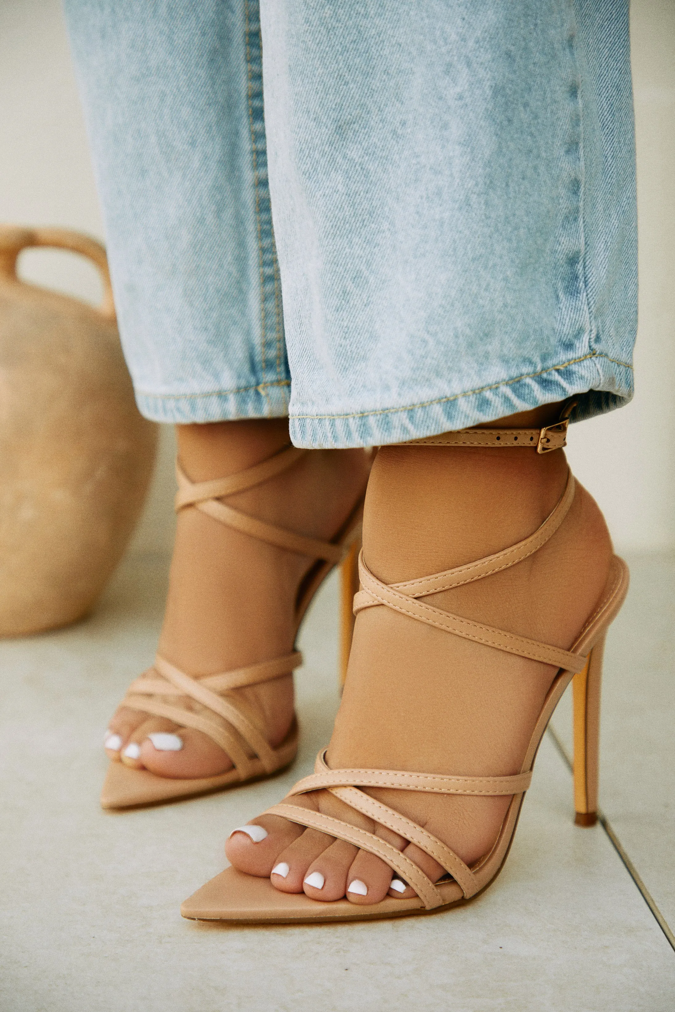 Gossip Girl Strappy High Heels - Nude