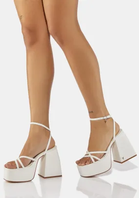 Heaven White Leather Heels