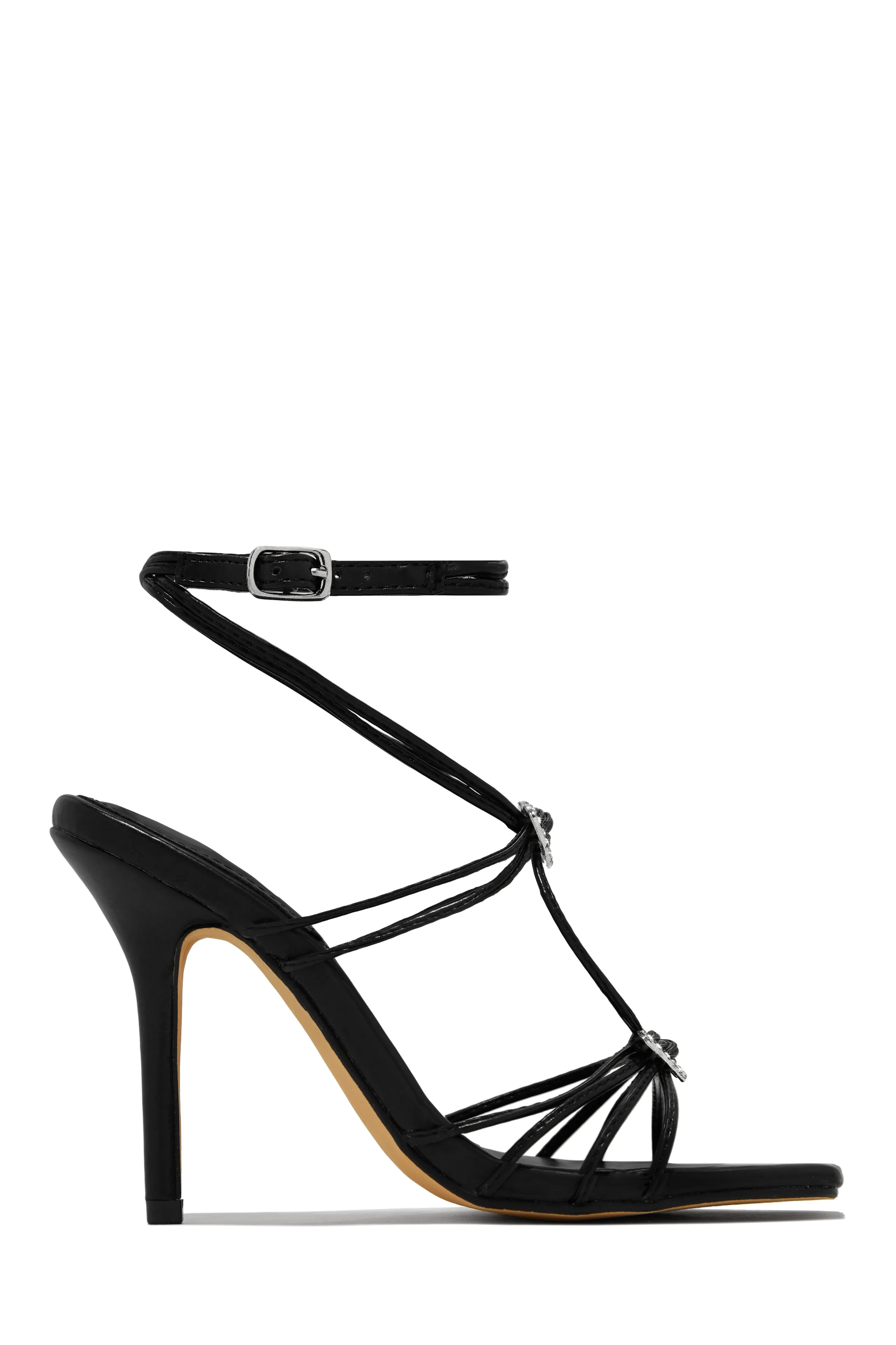 Lovestruck Embellished Strappy High Heels - Black