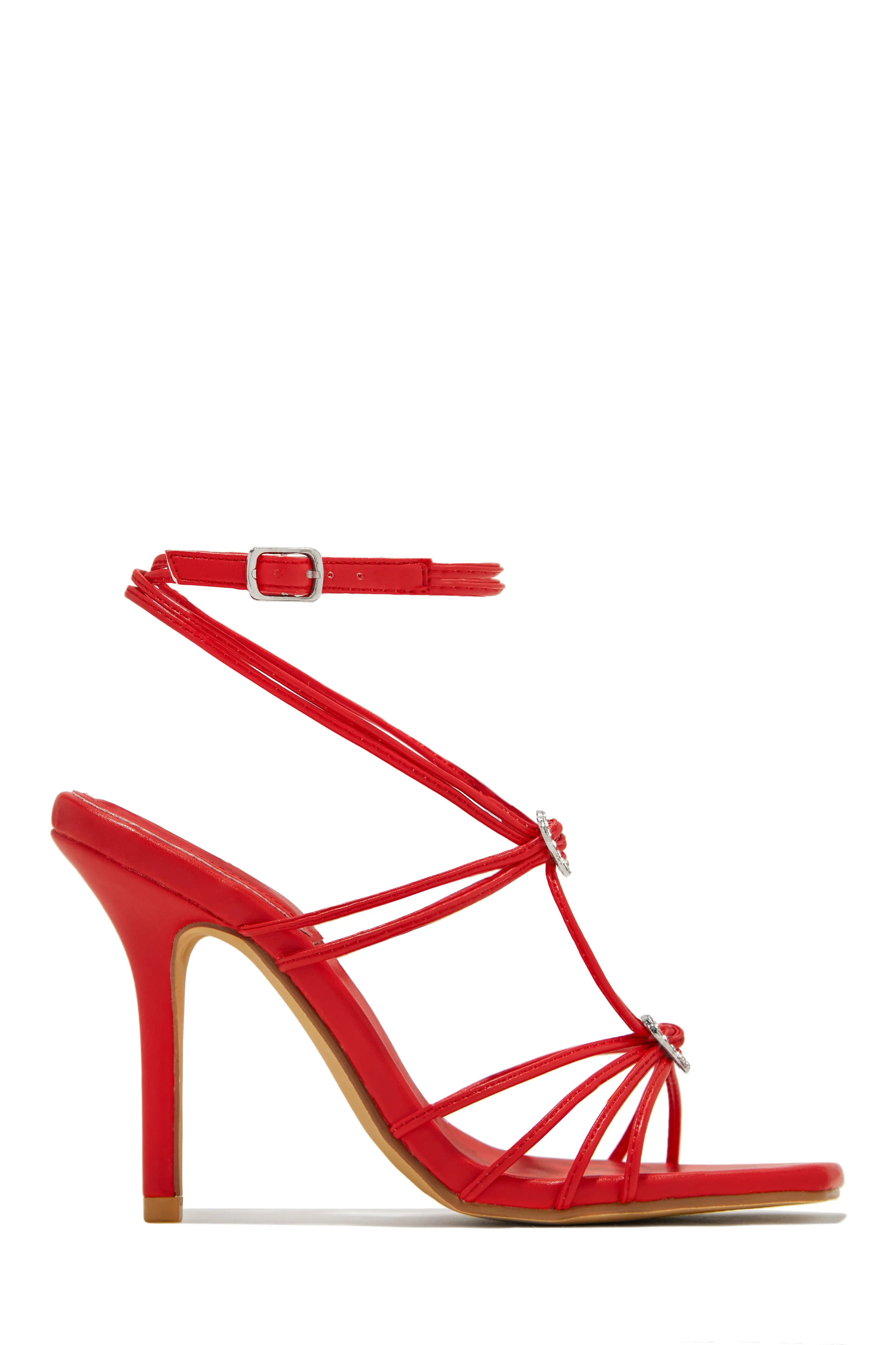 Lovestruck Embellished Strappy High Heels - Red