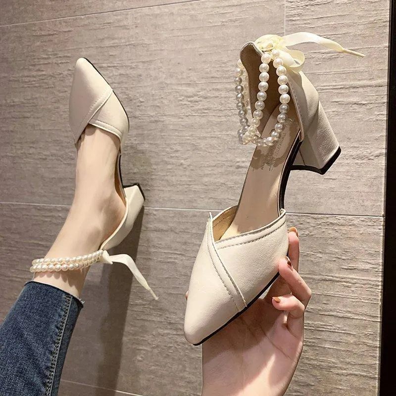 Nude Block Heels Summer Stiletto Heels