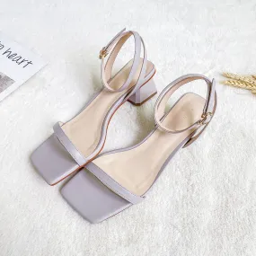 Nude Strappy Block Heels Chunky Heel Pumps