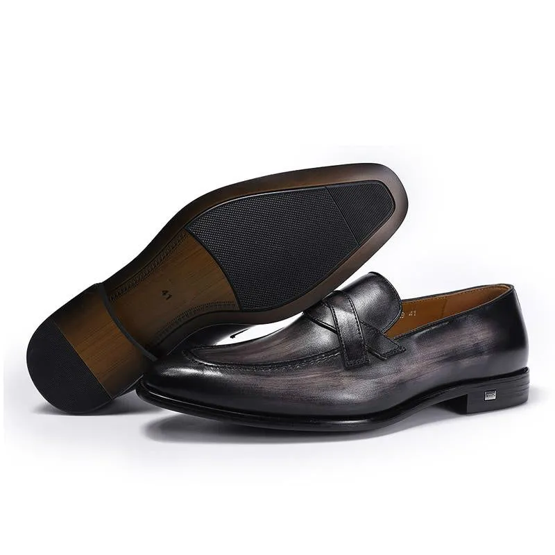 Pointed Toe Duo Crossing Strap Detail Men Loafer Shoes