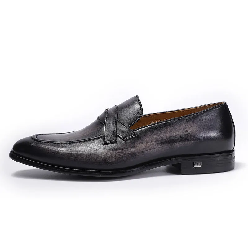 Pointed Toe Duo Crossing Strap Detail Men Loafer Shoes