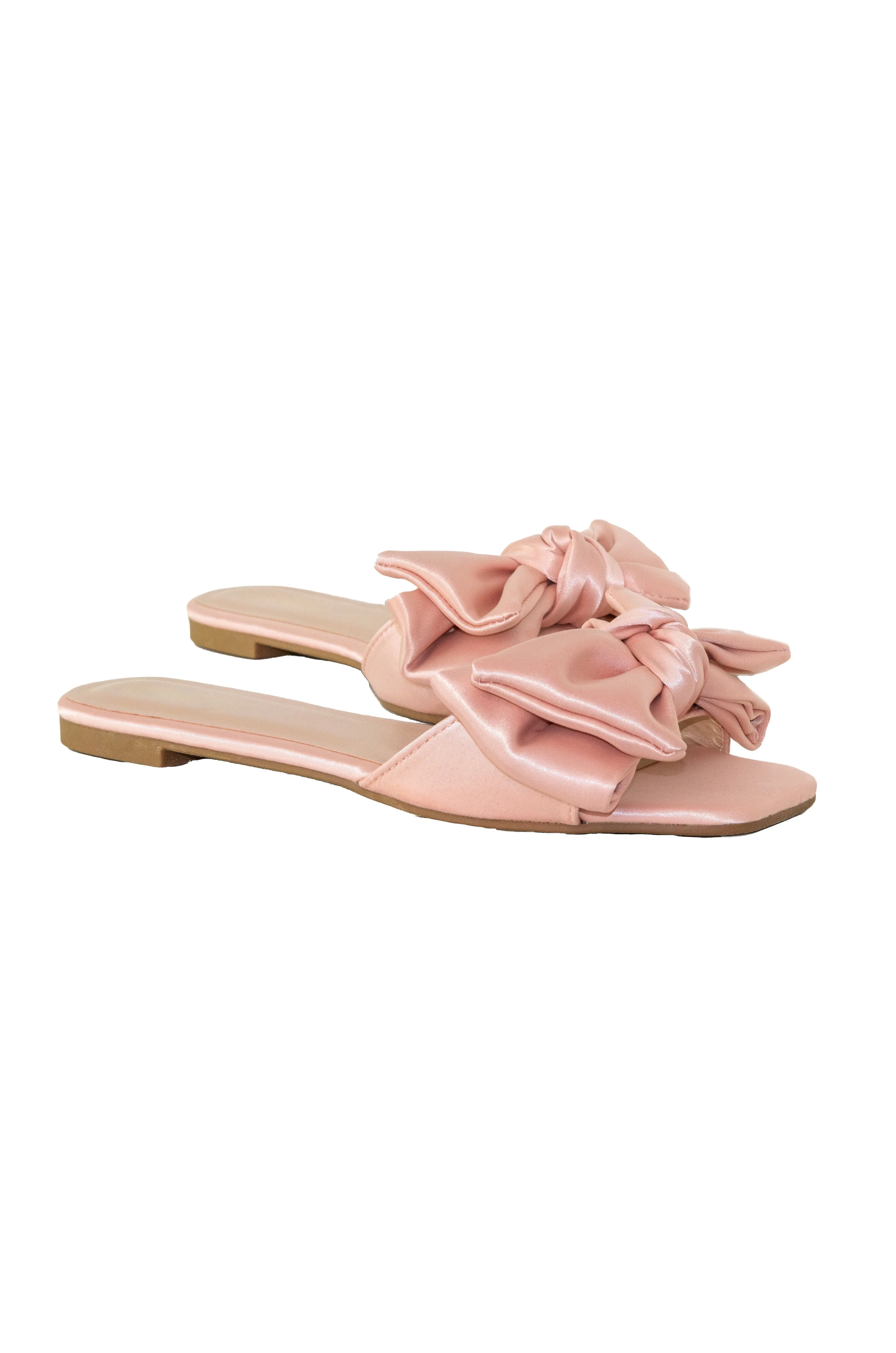 Satiness - Slip On Bow Slide Sandals