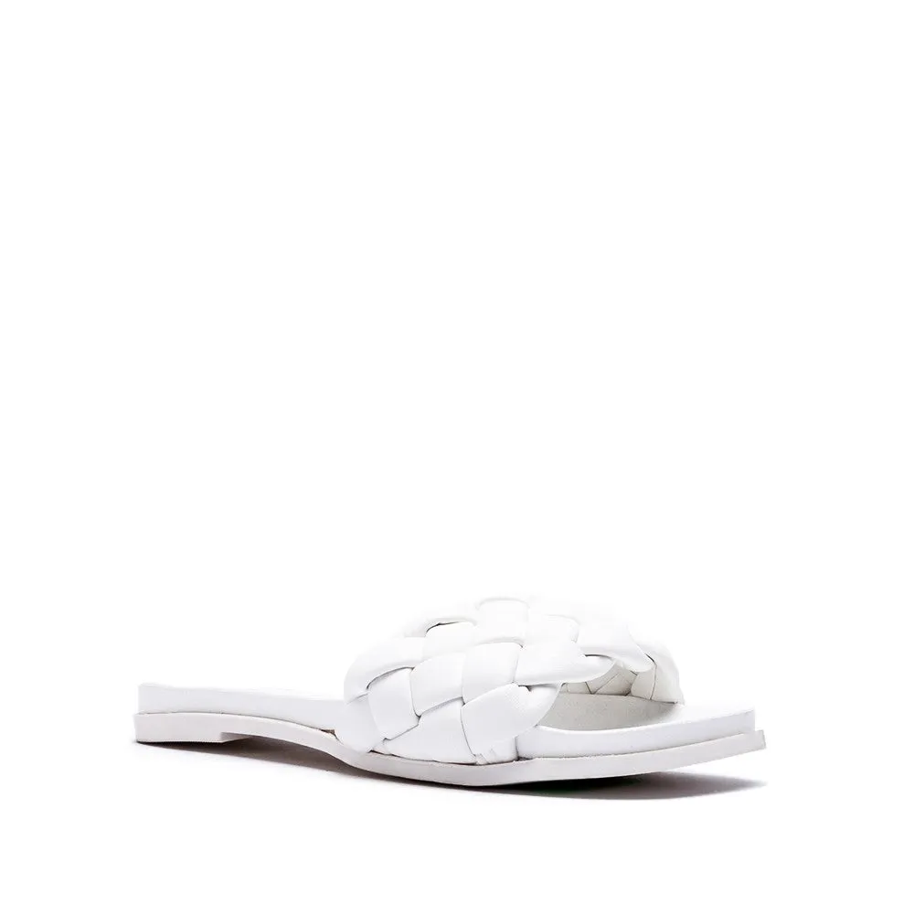 White Puffy Woven Band Sandal - Final Sale