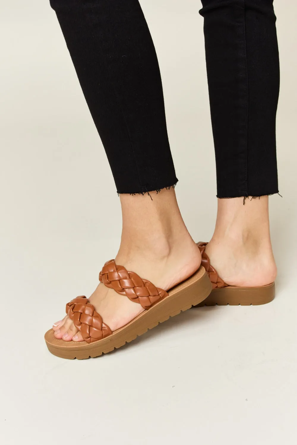 Woven Dual Band Platform Sandals