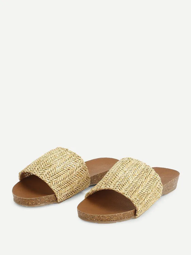 Woven Flat Slide Sandals