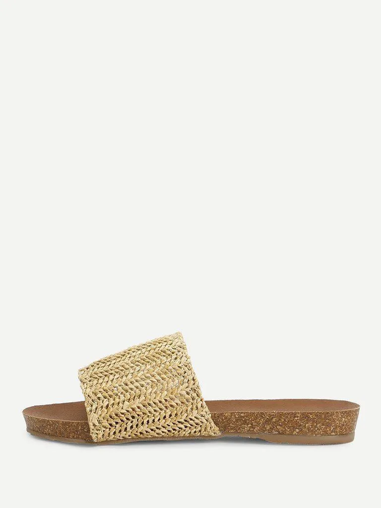 Woven Flat Slide Sandals