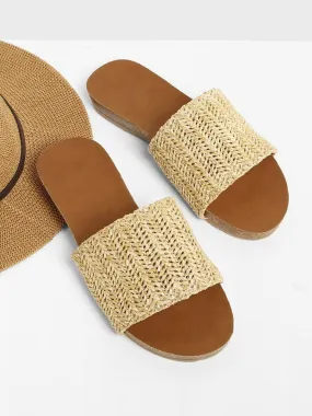 Woven Flat Slide Sandals