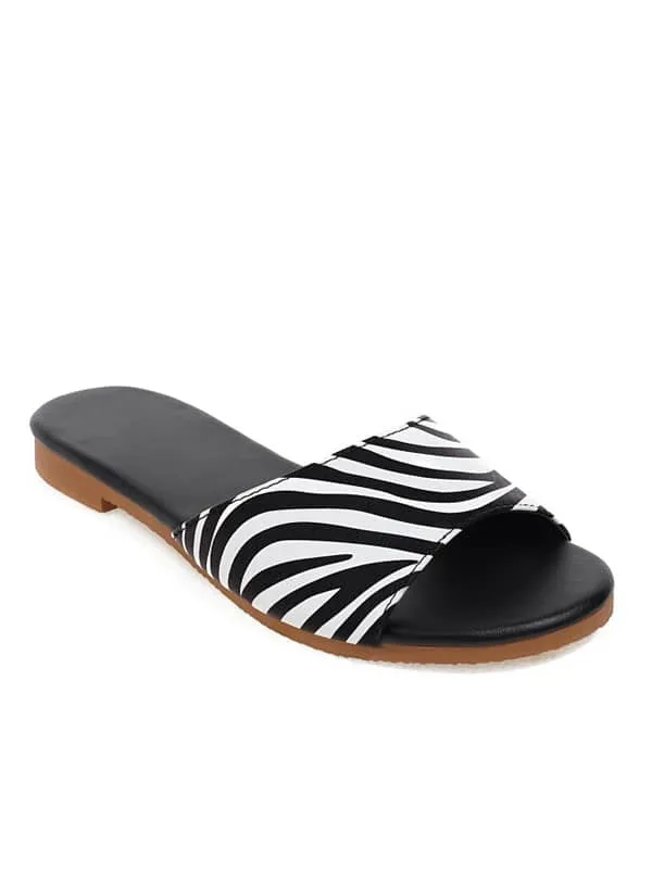 Zebra Print Round Toe&Slippers